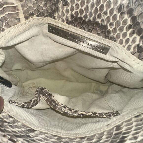 Inge Christopher Genuine Snakeskin Quilted Crossbody Bag Gunmetal Chain Luxury - Picture 7 of 13